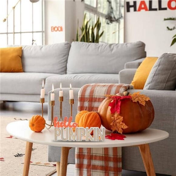 Thanksgiving Decorations for Home, Fall Decorations, 2PCs Wooden Pumpkin Blocks - Picture 7 of 8